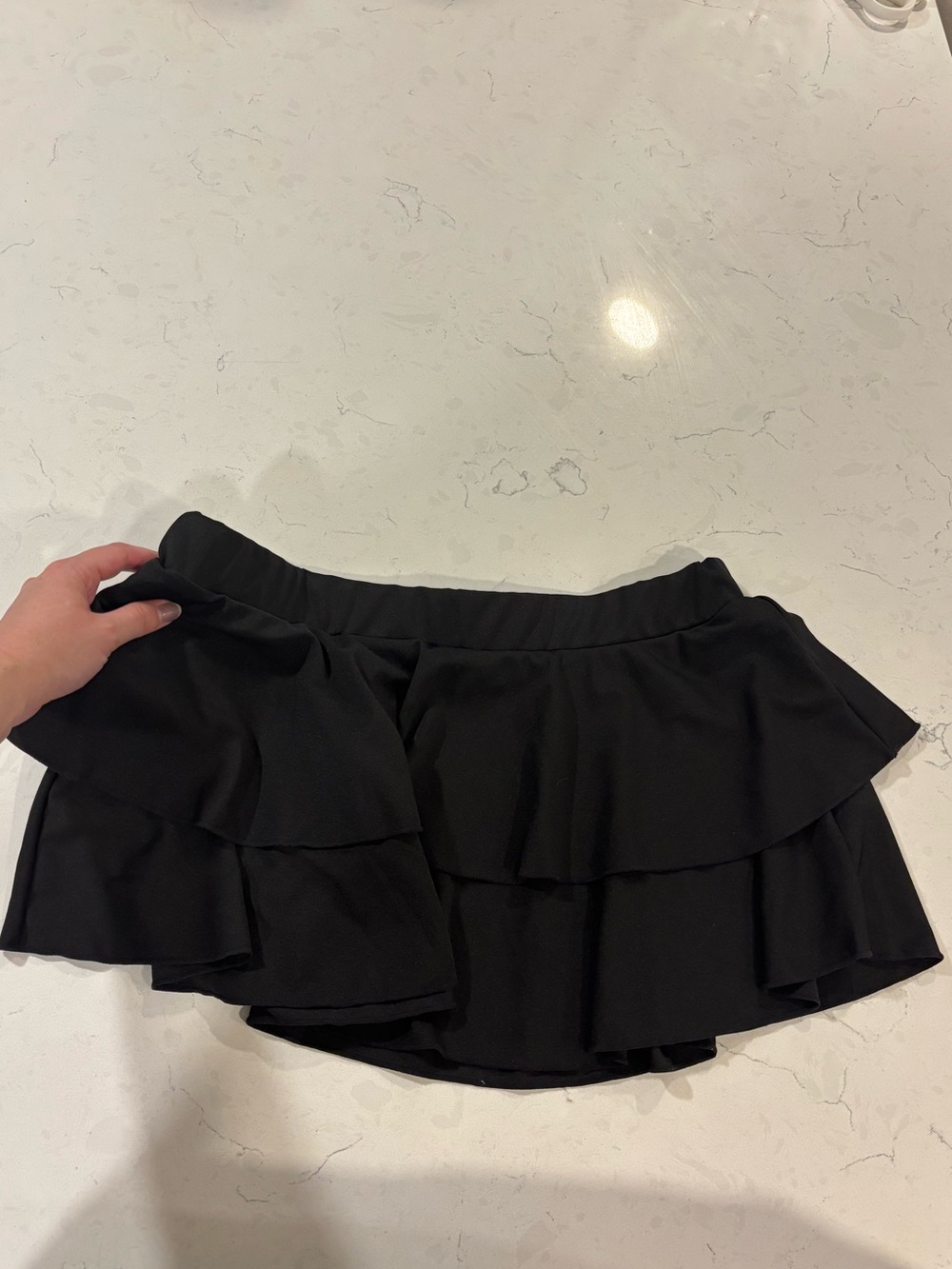 Black Tiered Ruffle Mini Skirt